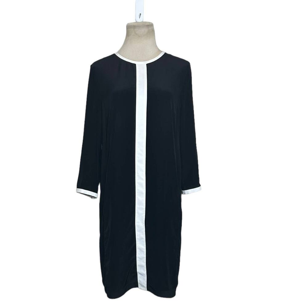 St. Emile black with white trim 3/4 sleeves sheath dress size 8